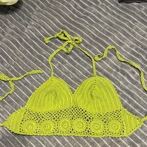 Green Crochet handmade Halter Top